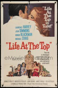 1f461 LIFE AT THE TOP 1sh '66 art of Laurence Harvey with sexy Jean Simmons & Honor Blackman!