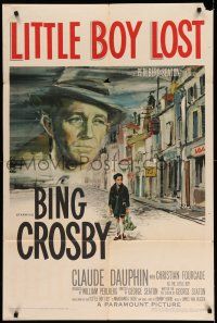1f466 LITTLE BOY LOST 1sh '53 art of Bing Crosby looming over WWII orphan on street by Ercole Brini