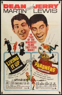 1f475 LIVING IT UP/PARDNERS 1sh '65 wacky Dean Martin & Jerry Lewis double-bill!