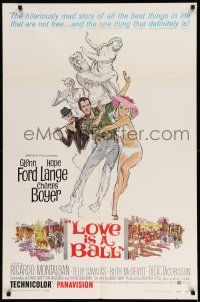 1f486 LOVE IS A BALL 1sh '63 full-length art of Glenn Ford & Hope Lange in sexy bikini!