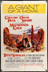 1f496 MacKENNA'S GOLD style C int'l 1sh '69 art of Gregory Peck fighting Omar Sharif!