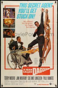 1f505 MAN CALLED DAGGER 1sh '67 Terry Moore, Paul Mantee, great art of guy in wheelchair with guns