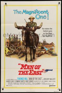 1f513 MAN OF THE EAST 1sh '74 image of cowboy Terence Hill on horseback, spaghetti western!