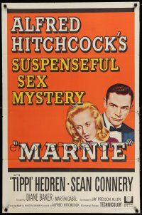 1f523 MARNIE 1sh '64 Sean Connery & Tippi Hedren in Hitchcock's suspenseful sex mystery!