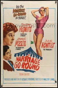 1f524 MARRIAGE-GO-ROUND 1sh '60 Julie Newmar wants to borrow Susan Hayward's husband James Mason!