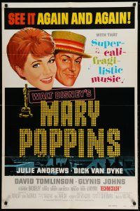 1f529 MARY POPPINS style B 1sh R73 Julie Andrews & Dick Van Dyke in Walt Disney's musical classic!