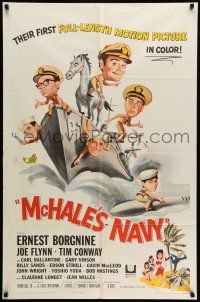 1f534 McHALE'S NAVY 1sh '64 great artwork of Ernest Borgnine, Tim Conway & cast on ship!