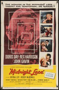 1f541 MIDNIGHT LACE 1sh '60 Rex Harrison, John Gavin, fear possessed Doris Day as love once had!