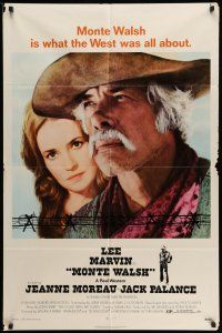 1f562 MONTE WALSH 1sh '70 cowboy Lee Marvin & pretty Jeanne Moreau, cool black credit design!