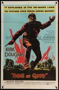 1f644 PATHS OF GLORY 1sh '58 Stanley Kubrick, great artwork of Kirk Douglas in WWI!