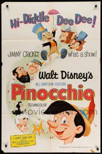 1f653 PINOCCHIO 1sh R71 Disney classic fantasy cartoon about a wooden boy who wants to be real!