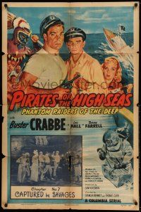 1f655 PIRATES OF THE HIGH SEAS chapter 7 1sh '50 Buster Crabbe serial, Diamonds from the Sea!