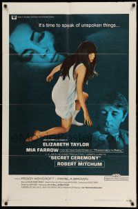 1f732 SECRET CEREMONY 1sh '68 Elizabeth Taylor, Mia Farrow, Robert Mitchum!