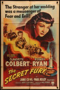 1f734 SECRET FURY style A 1sh '50 Claudette Colbert, Robert Ryan, directed by Mel Ferrer!