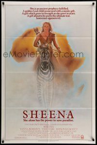 1f748 SHEENA 1sh '84 artwork of sexy Tanya Roberts with bow & arrows riding zebra in Africa!