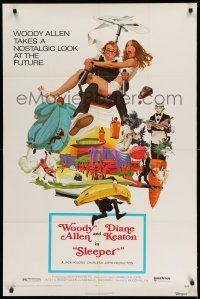 1f764 SLEEPER 1sh '74 Woody Allen, Diane Keaton, futuristic sci-fi comedy art by McGinnis!