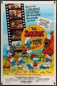 1f769 SMURFS & THE MAGIC FLUTE 1sh '83 images of the little blue guys form the feature cartoon!