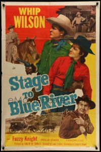 1f789 STAGE TO BLUE RIVER 1sh '51 great image of cowboy Whip Wilson with Phyllis Coates!