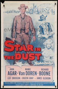 1f793 STAR IN THE DUST 1sh R64 John Agar, Van Doren, a story of the most desperate gamble!