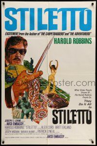1f806 STILETTO 1sh '69 Harold Robbins, cool artwork of sexy Barbara McNair on roulette table!