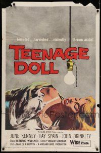 1f843 TEENAGE DOLL 1sh '57 sexy Fay Spain, a tempted & tarnished bad girl violently thrown aside!
