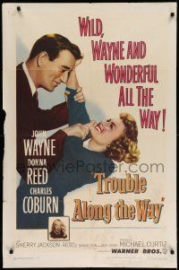 1f885 TROUBLE ALONG THE WAY 1sh '53 great image of John Wayne fooling around with Donna Reed!