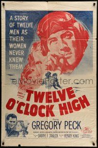 1f891 TWELVE O'CLOCK HIGH 1sh R55 cool artwork of smoking World War II pilot Gregory Peck!