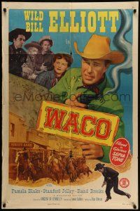 1f919 WACO 1sh '52 Wild Bill Elliott with smoking gun, Pamela Blake & Rand Brooks!