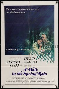 1f921 WALK IN THE SPRING RAIN 1sh '70 romantic art of Anthony Quinn & Ingrid Bergman!