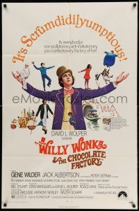 1f974 WILLY WONKA & THE CHOCOLATE FACTORY 1sh '71 Gene Wilder, it's scrumdidilyumptious!