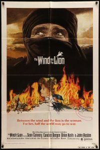 1f975 WIND & THE LION 1sh '75 art of Sean Connery & Candice Bergen, John Milius