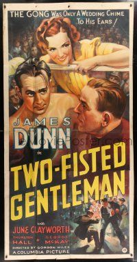 1g019 TWO-FISTED GENTLEMAN 3sh '36 artwork of boxer James Dunn in ring with June Clayworth!