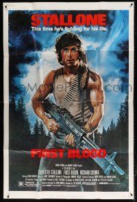 1g020 FIRST BLOOD 40x60 '82 artwork of Sylvester Stallone as John Rambo by Drew Struzan!