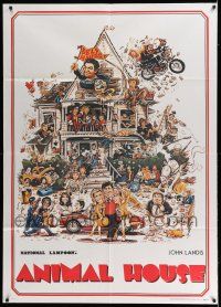 1g235 ANIMAL HOUSE 39x55 Italian commercial poster '80s Belushi, Landis, art by Rick Meyerowitz!