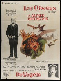 1g472 BIRDS CinePoster REPRO French 1p '85 Alfred Hitchcock, art of Tippi Hedren attacked by birds!