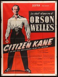1g510 CITIZEN KANE French 1p R50s different full-length art of Orson Welles as Charles Foster Kane!