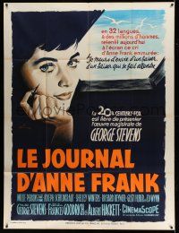 1g537 DIARY OF ANNE FRANK French 1p '59 Grinsson art of Millie Perkins as famous WWII Jewish girl!