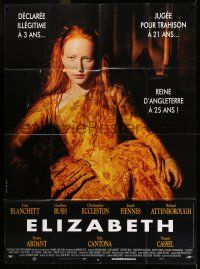 1g552 ELIZABETH French 1p '98 great close up image of Cate Blanchett as England's famous queen!