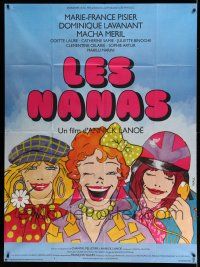 1g589 GIRLS GIRLS GIRLS French 1p '85 Les Nanas, cartoon art of Pisier, Lavanant & Meril by Wall!