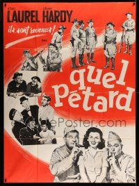 1g596 GREAT GUNS French 1p R60s Stan Laurel & Oliver Hardy in uniform, Sheila Ryan, great montage!