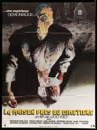 1g616 HOUSE BY THE CEMETERY French 1p '82 directed by Lucio Fulci, wild Konkols horror art!