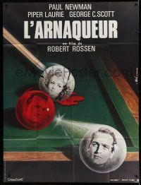 1g625 HUSTLER French 1p R82 best art of Paul Newman, Piper Laurie & George C. Scott by Mascii!