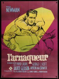 1g624 HUSTLER French 1p '62 completely different art of restrained Paul Newman by Grinsson!