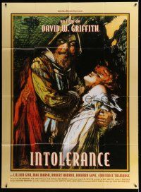 1g640 INTOLERANCE French 1p R96 D.W. Griffith classic, art borrowed from 1916 U.S. one-sheet!