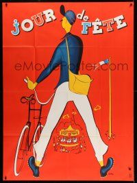 1g649 JOUR DE FETE French 1p R60s great art of postman Jacques Tati by Rene Peron!