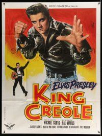 1g653 KING CREOLE French 1p R78 best different artwork of tough Elvis Presley by Jean Mascii!