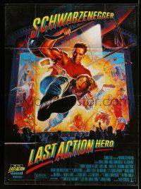 1g672 LAST ACTION HERO French 1p '93 cool artwork of Arnold Schwarzenegger by Morgan!