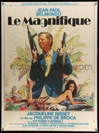 1g677 LE MAGNIFIQUE French 1p '76 sexy Jacqueline Bisset & Jean-Paul Belmondo, Ferracci art!