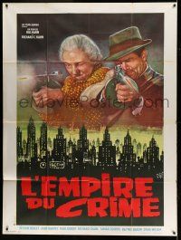 1g682 L'EMPIRE DU CRIME French 1p '63 Fiorenzi art of gangsters with guns over city skyline!