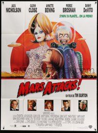 1g712 MARS ATTACKS! French 1p '96 directed by Tim Burton, wacky sci-fi art by Philip Castle!